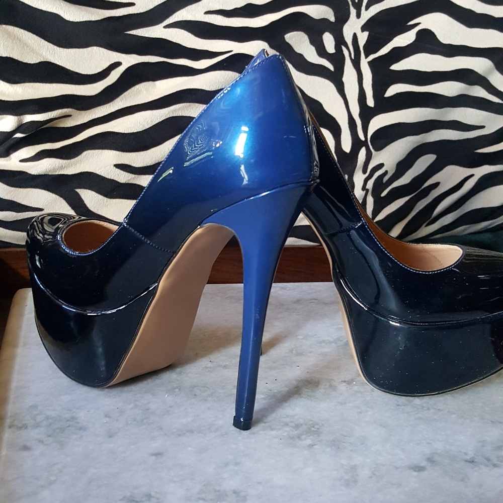 Blue Platform Pumps Stiletto High Heel